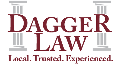 Dagger Law logo. Local Trusted Experienced tag line